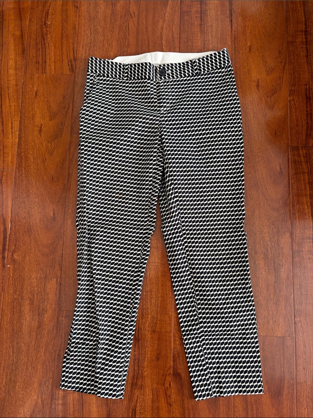 Banana Republic Black & White Patterned Hampton Pant